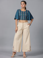 Thumbnail for Juniper Women Blue Rayon Embroidered Clothing Set - Distacart