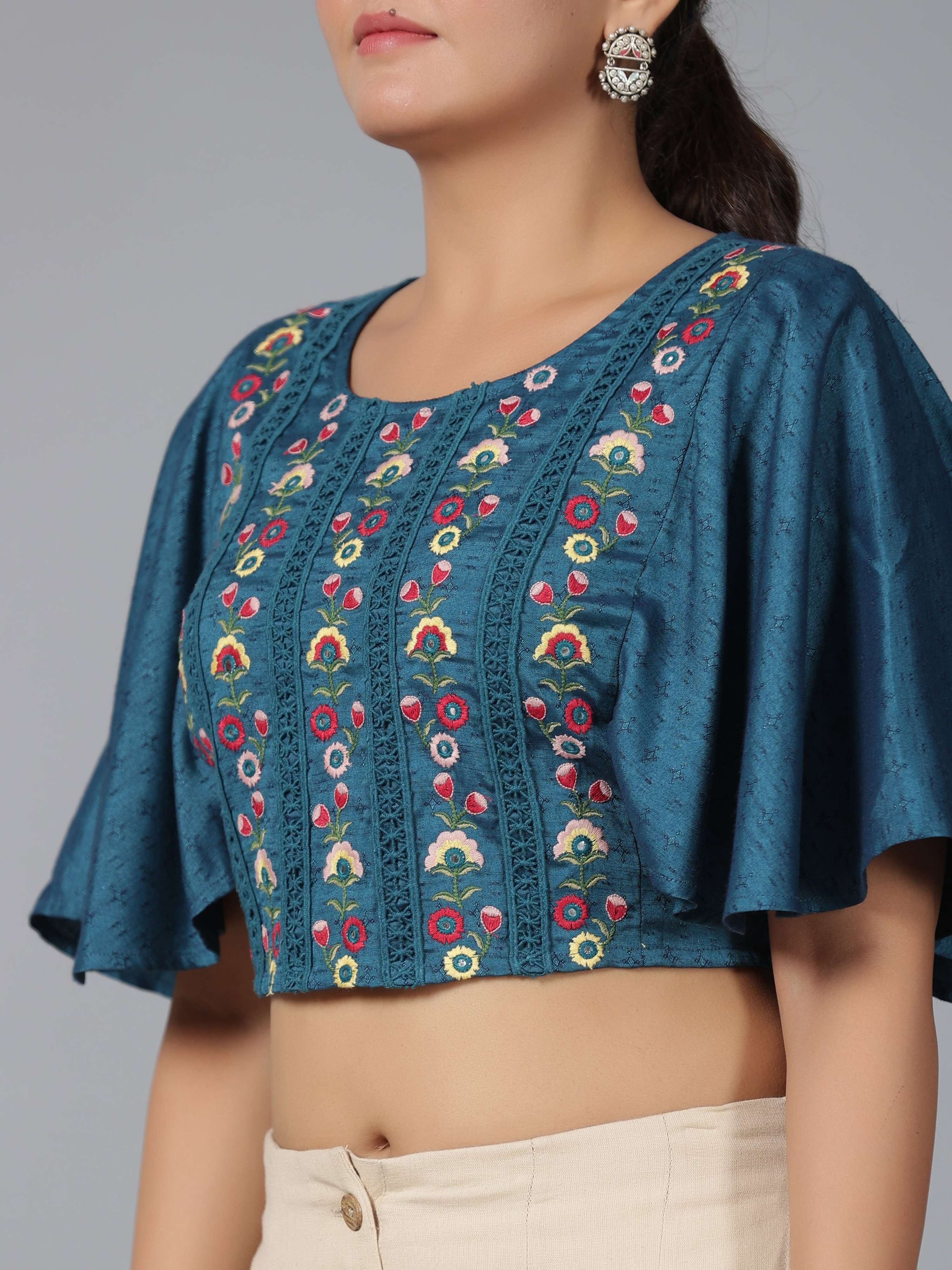 Juniper Women Blue Rayon Embroidered Clothing Set - Distacart