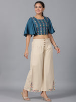 Thumbnail for Juniper Women Blue Rayon Embroidered Clothing Set - Distacart