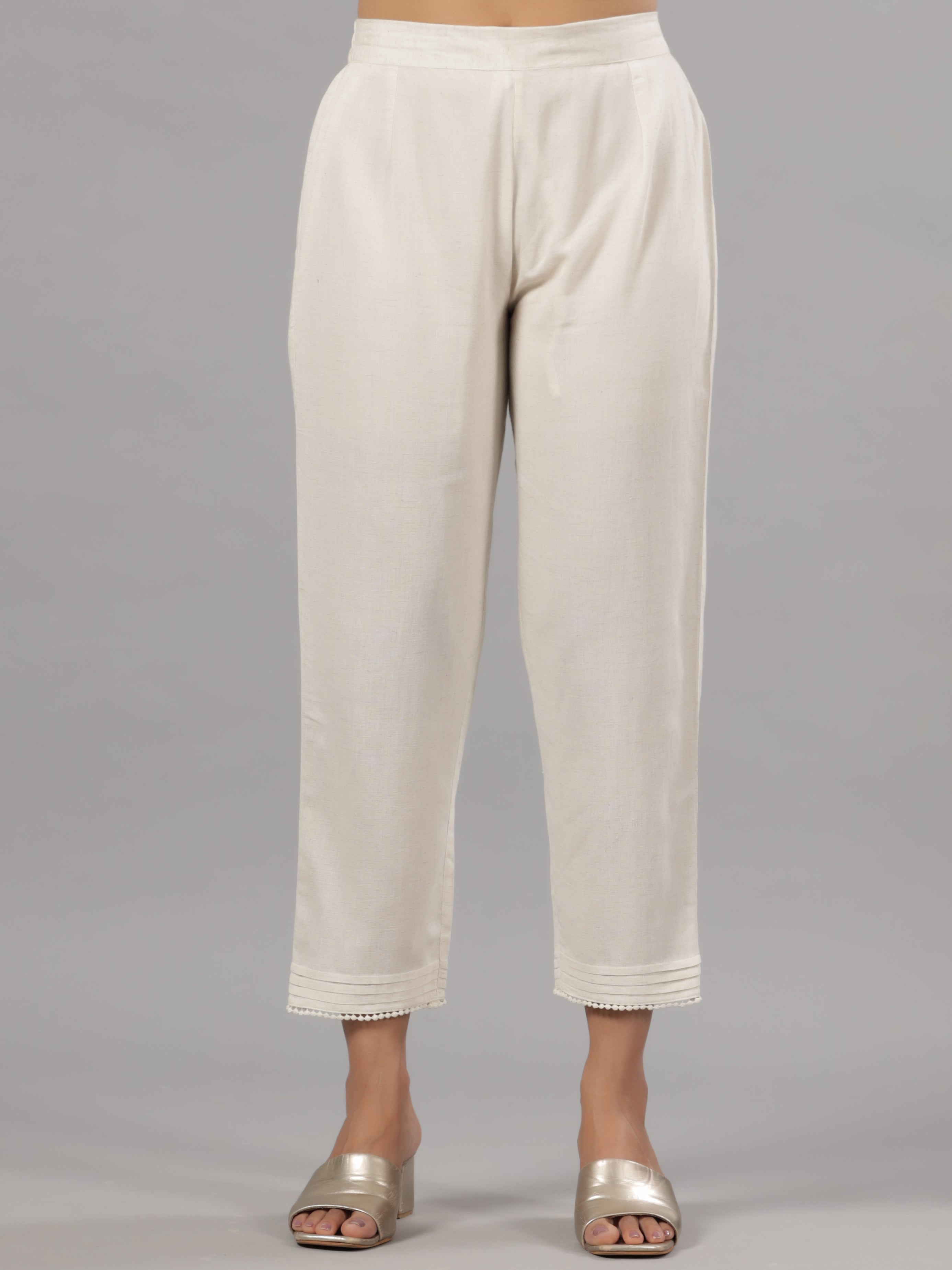 Juniper Woemen Natural Rayon Flex Solid Pants - Distacart