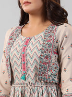 Thumbnail for Juniper Women Beige Rayon Printed Jacket Style Midi Dress - Distacart