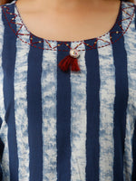 Thumbnail for Kalini Women Blue Striped Floral Kurta - Distacart