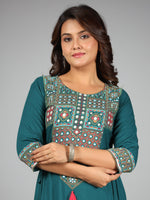 Thumbnail for Juniper Women's Teal Rayon Staple Printed Tiered Maxi Dress - Distacart
