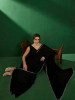 Thumbnail for Sangria Embellished Satin Saree - Distacart
