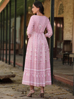 Thumbnail for Juniper Women Pink Rayon Staple Printed Maxi Dress - Distacart