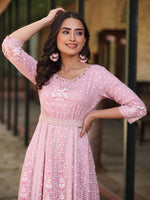 Thumbnail for Juniper Women Pink Rayon Staple Printed Maxi Dress - Distacart