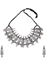 Thumbnail for Cardinal Oxidised Silver-Plated Stone-Studded & Beaded Jewellery Set - Distacart