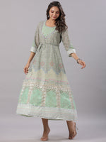 Thumbnail for Juniper Women Green Georgette Printed Maxi Dress - Distacart