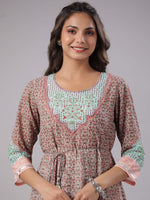 Thumbnail for Juniper Women Peach Georgette Printed Maxi Dress - Distacart