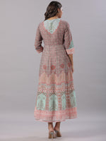 Thumbnail for Juniper Women Peach Georgette Printed Maxi Dress - Distacart