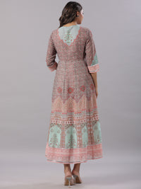 Thumbnail for Juniper Women Peach Georgette Printed Maxi Dress - Distacart