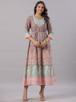 Thumbnail for Juniper Women Peach Georgette Printed Maxi Dress - Distacart
