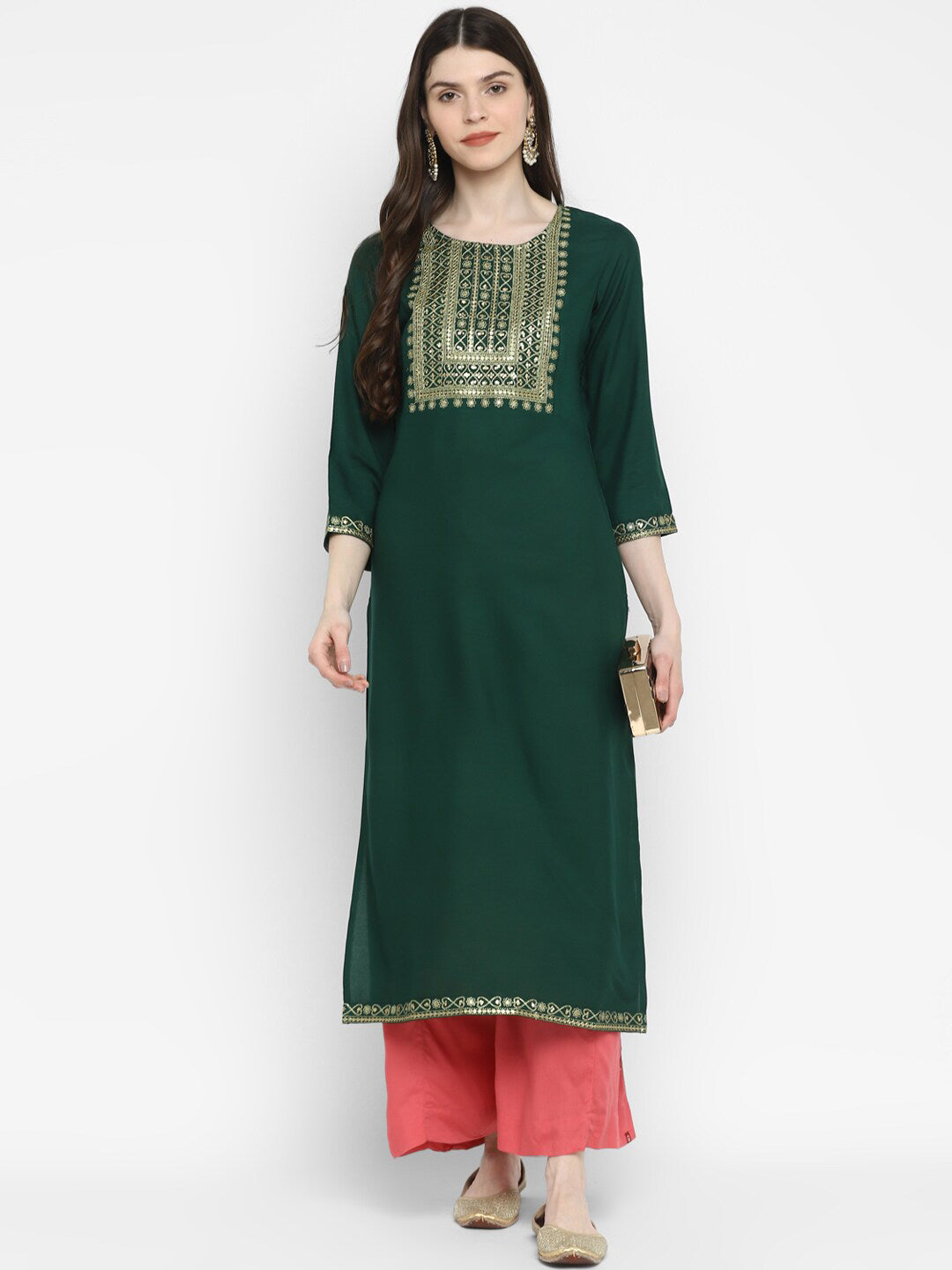 Kalini Women Green Ethnic Motifs Embroidered Kurta - Distacart