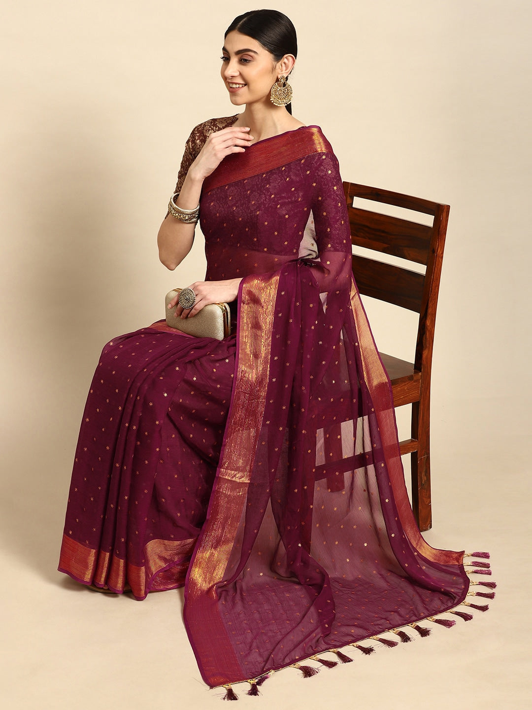 Mitera Floral Printed Pure Chiffon Saree - Distacart