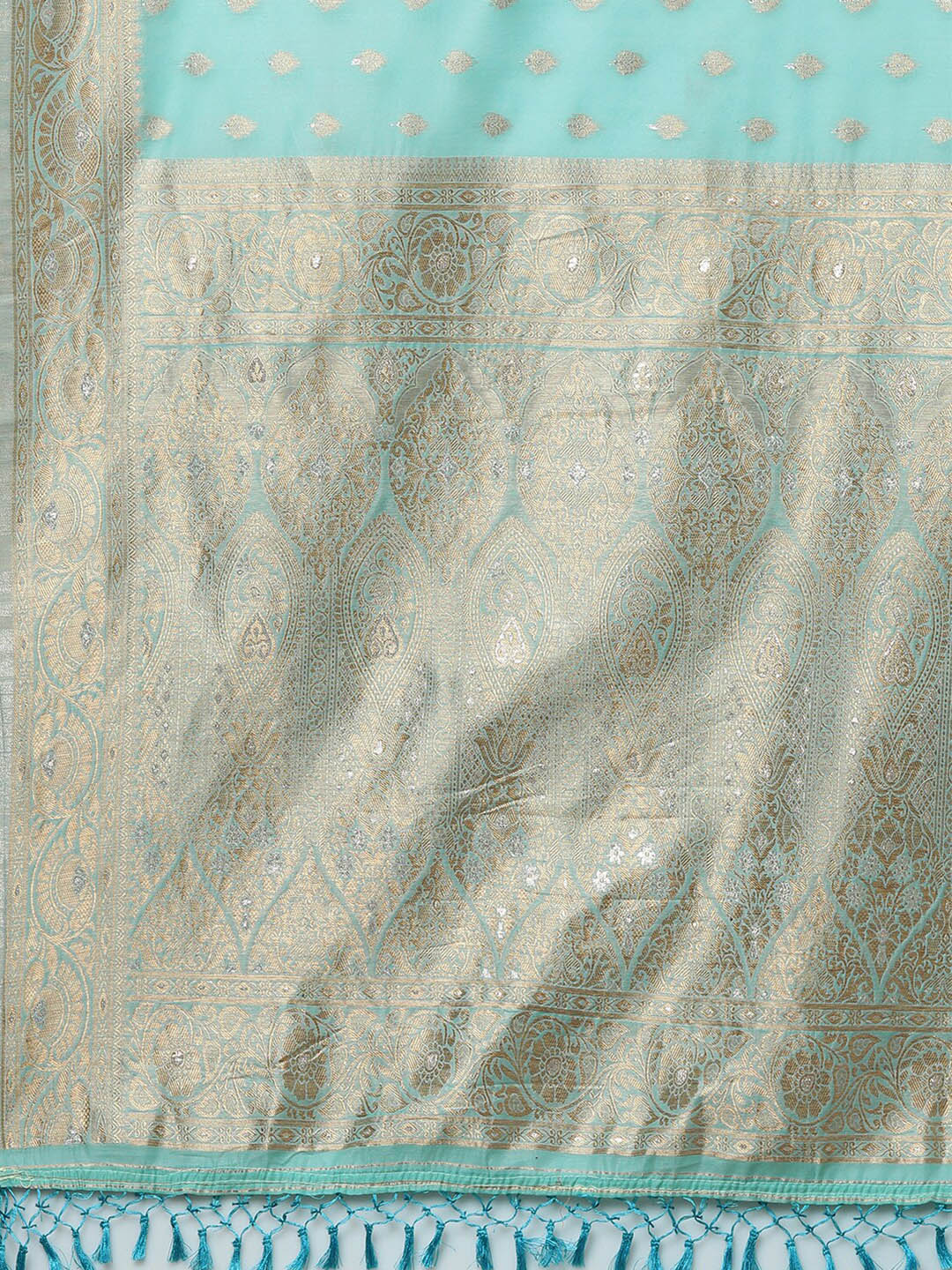 Mitera Women Sky Blue Ethnic Woven Designed Festive Saree - Distacart