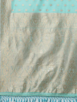 Thumbnail for Mitera Women Sky Blue Ethnic Woven Designed Festive Saree - Distacart