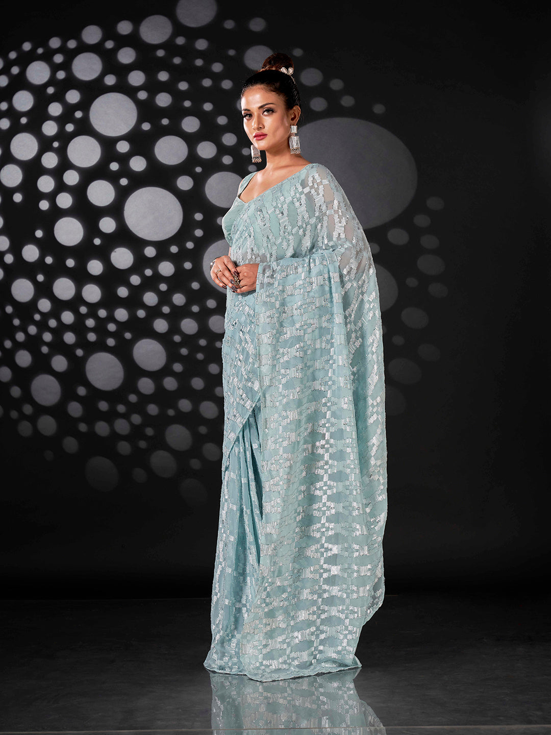 Tikhi Imli Blue Woven Design Ready to Wear Saree - Distacart