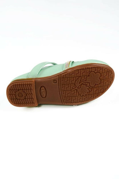 Tiny Bugs Girls Party Wear Velcro Ballerinas - Green - Distacart