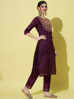 Thumbnail for Kalini Ethnic Motifs Yoke Design Regular Thread Work Kurta with Trousers & With Dupatta - Distacart