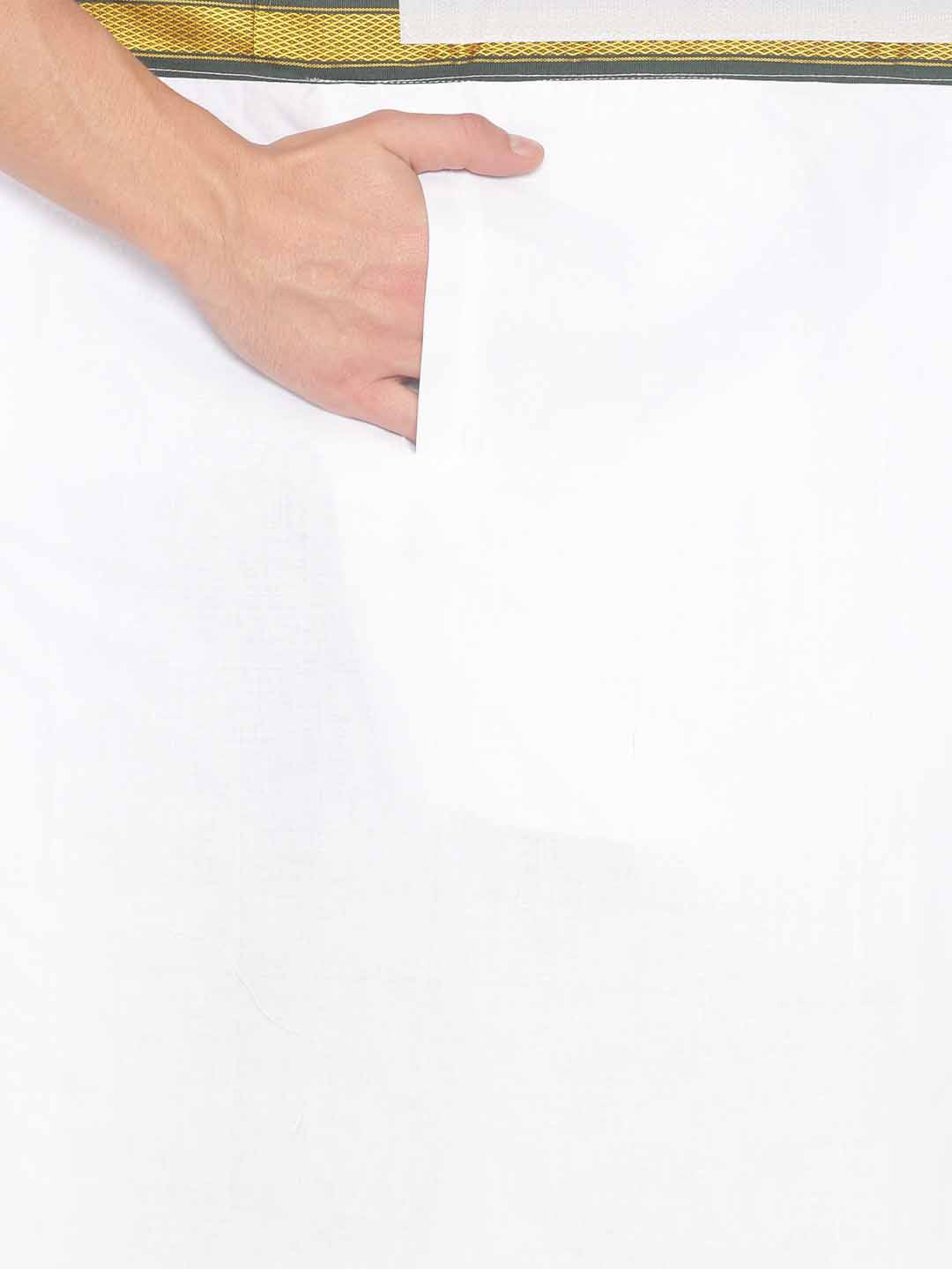 Sethukrishna White Solid Readymade Pocket Dhoti For Men - Distacart