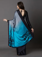 Thumbnail for Mitera Black & Blue Poly Crepe Printed Saree - Distacart