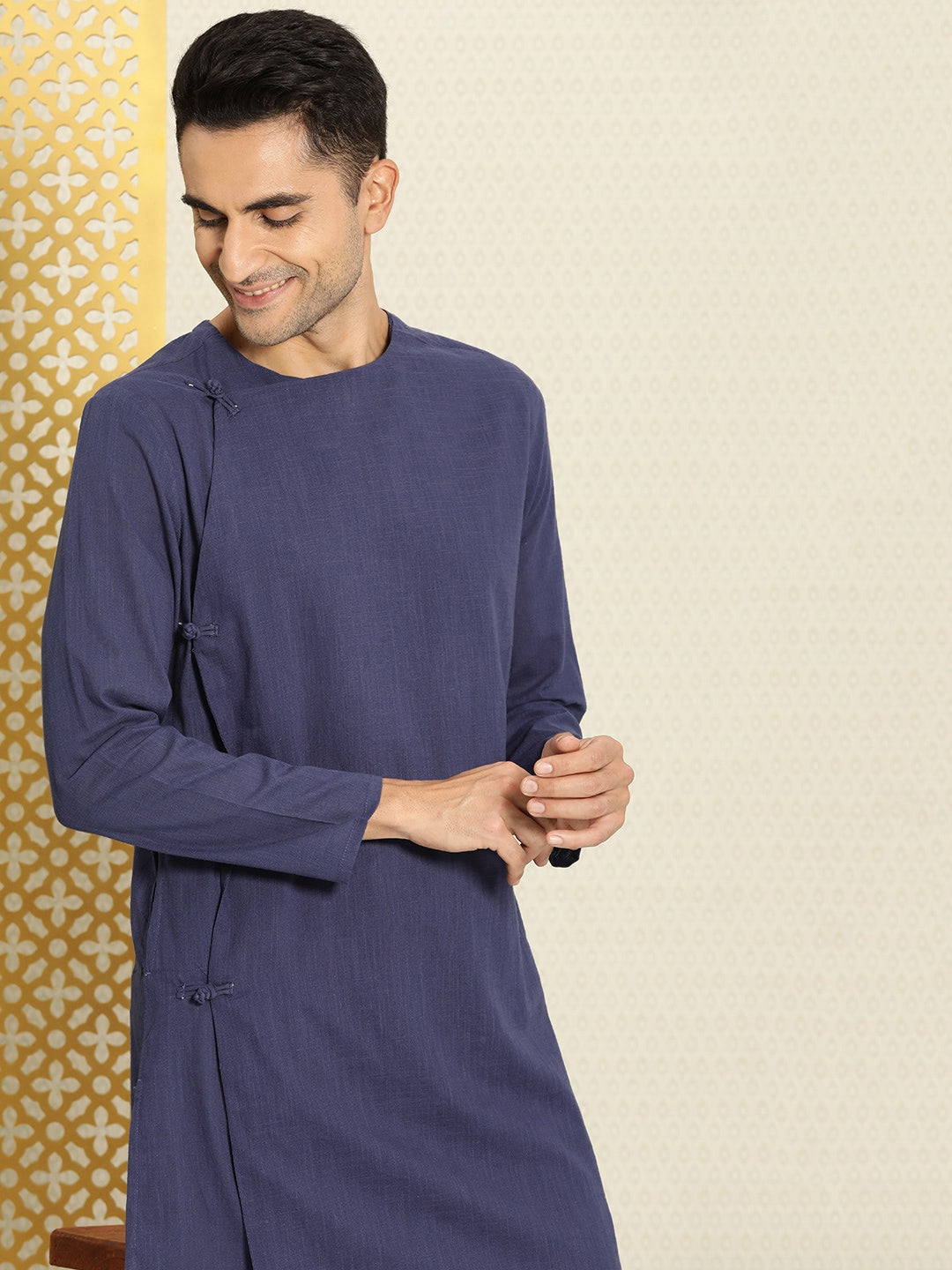 House of Pataudi Rozana Pure Cotton Angrakha Kurta - Distacart