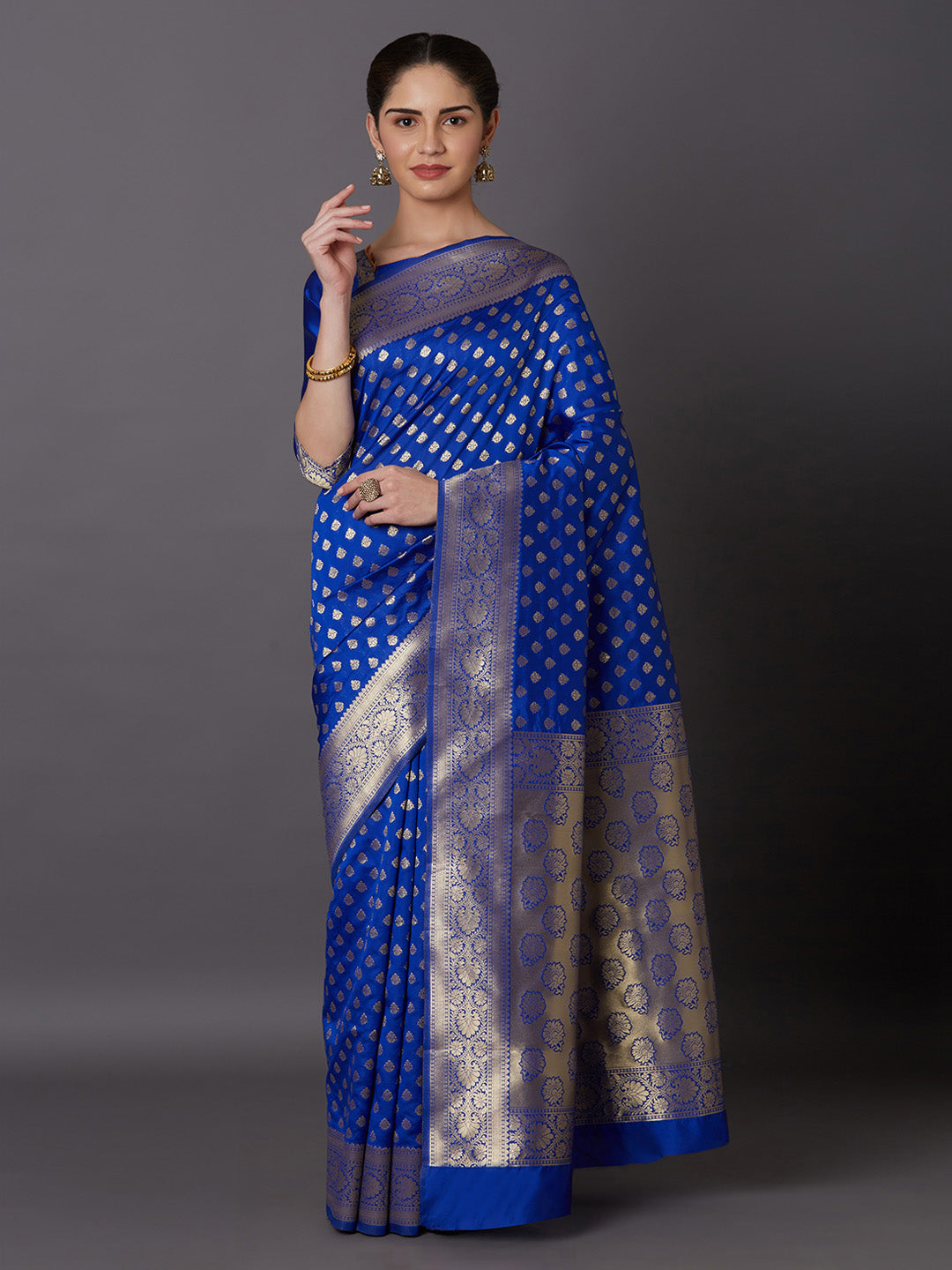 Mitera Blue Woven Design Kanjeevaram Saree - Distacart