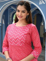 Thumbnail for Kalini Kalini Women Pink Bandhani Printed Kurta with Palazzos - Distacart