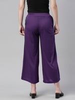 Thumbnail for Souchii Women Purple Knitted Palazzos - Distacart