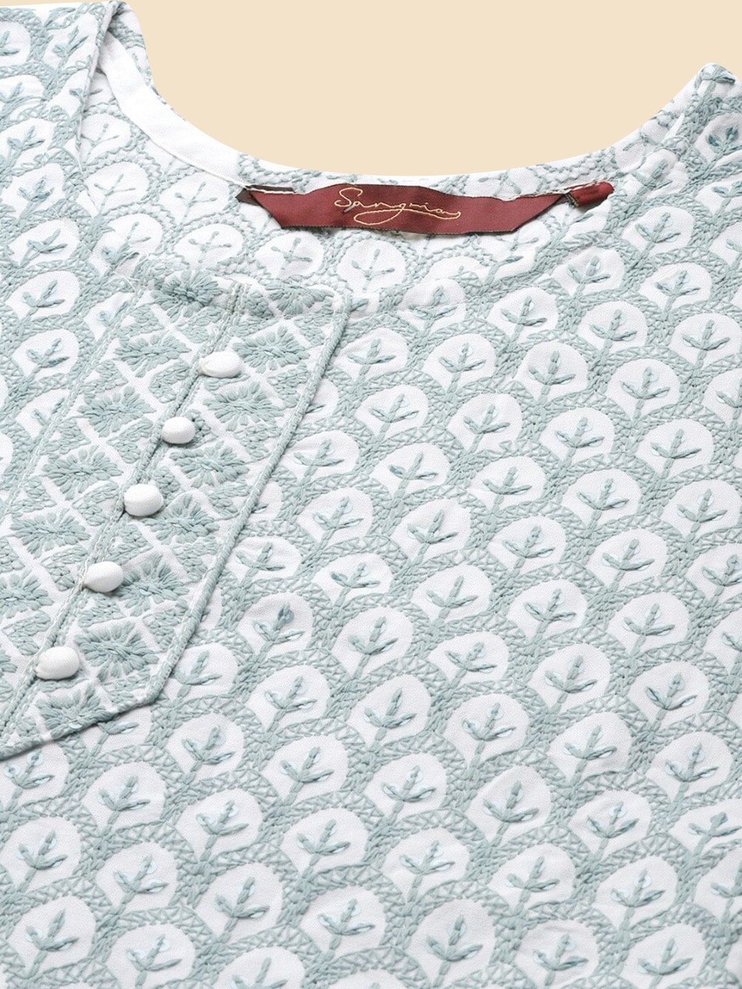 Sangria Floral Embroidered Straight Regular Kurta - Distacart