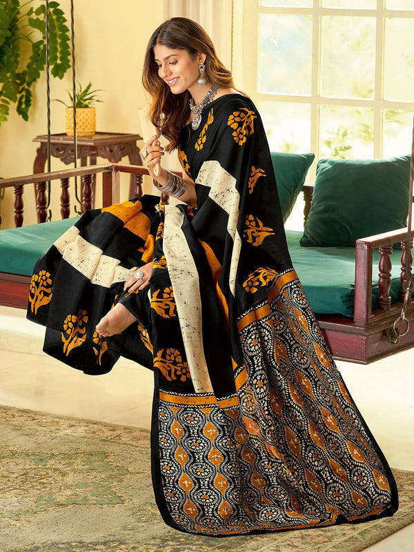 Kalini Bagh Printed Dabu Saree - Distacart