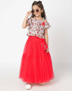 Thumbnail for Lil Drama Girls Choli With Ghaghra Set - Red - Distacart