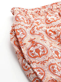 Thumbnail for Anubhutee Orange & White Pure Cotton Printed Night suit - Distacart