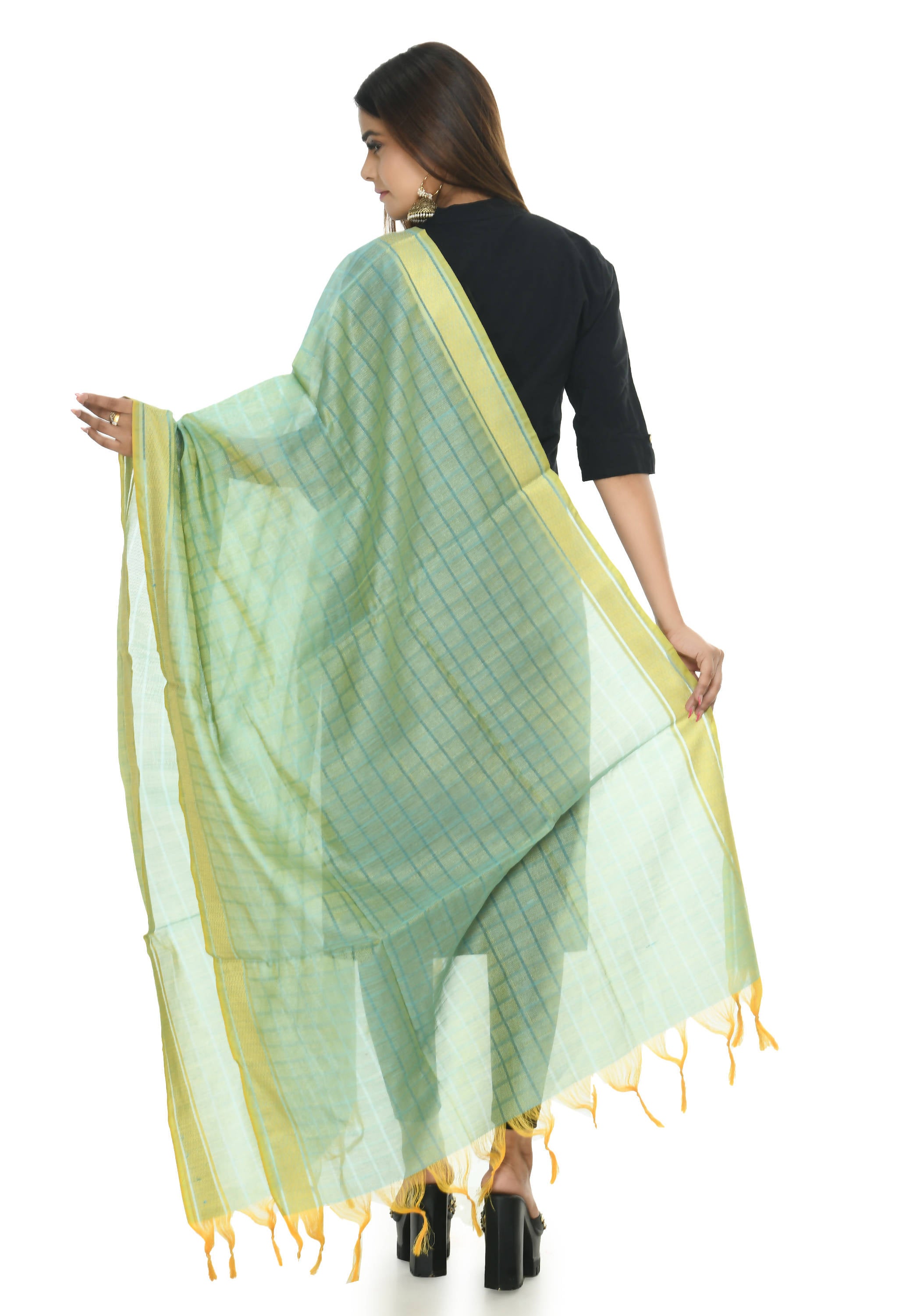 Mominos Fashion Moeza Handloom Cotton Sky Blue Dupatta - Distacart
