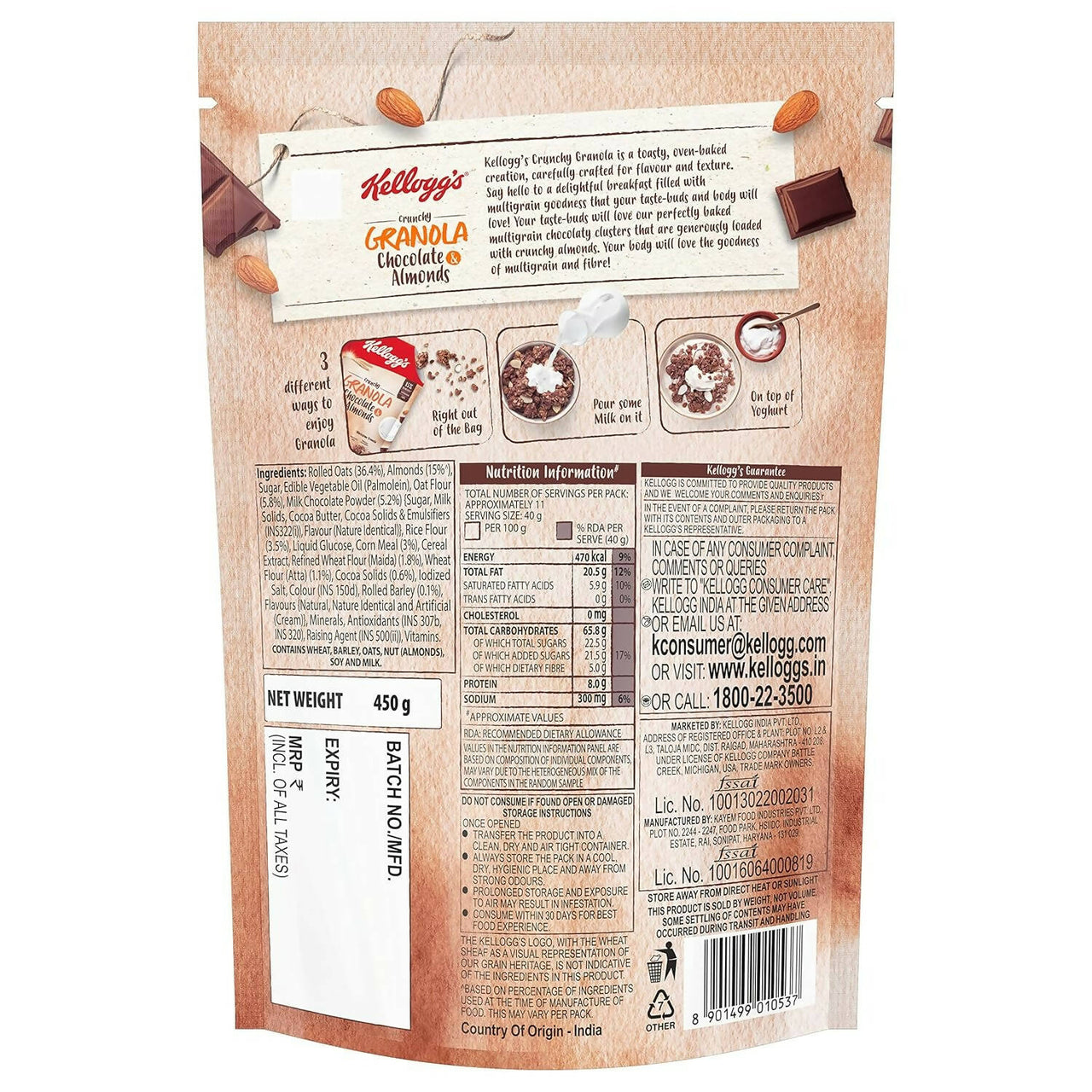 Kellogg's Crunchy Granola Chocolate & Almonds - Distacart