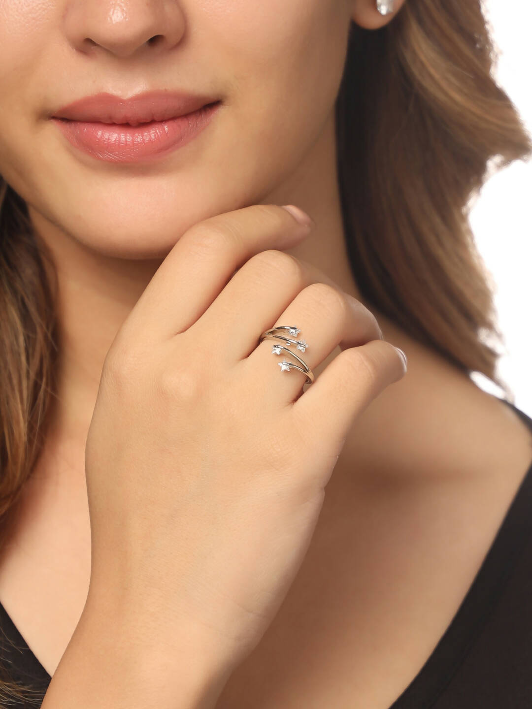 NVR Women's Stylish Latest Silver Plated Ring With Ad Stones - Distacart