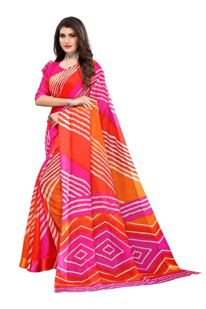 Vamika Pink Linen Satin Border Saree