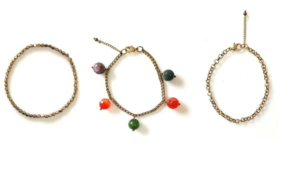 Bling Accessories Antique Brass Bracelet Pack Set of 3 Pcs