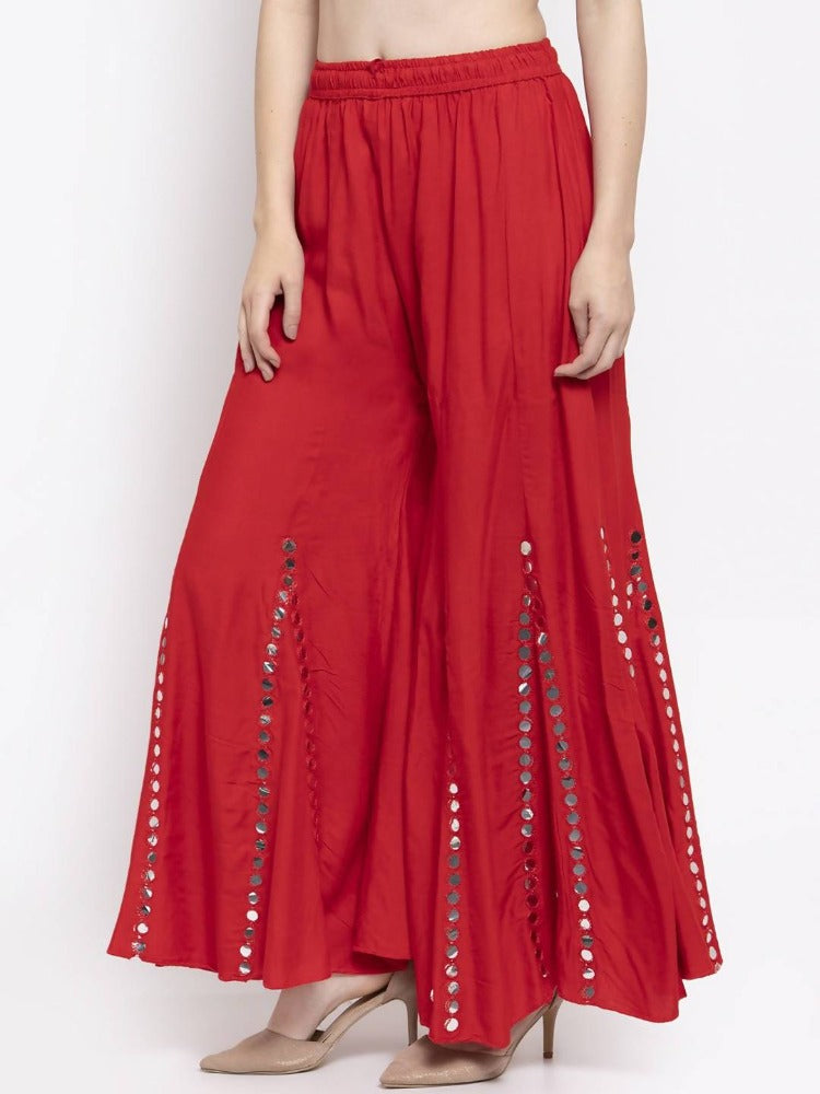 Mominos Fashion Red Mirror Palazzo