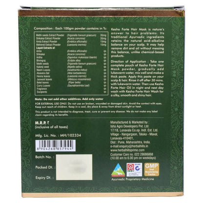 Herbal Hills Kesho Forte Hair Mask Powder - Distacart