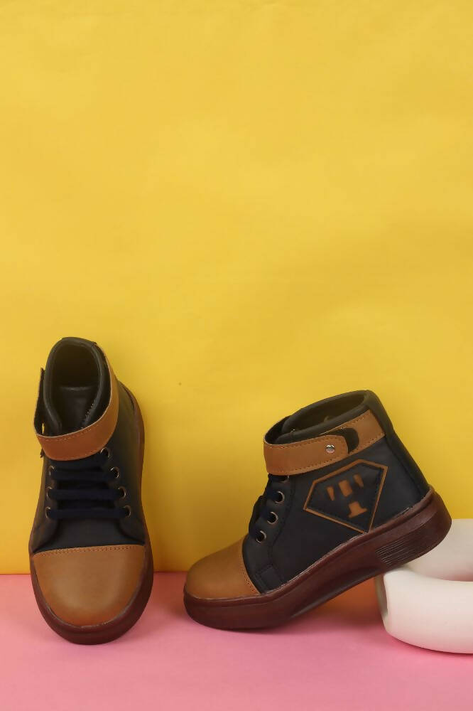 Tiny Bugs Boys Party Wear Mid Top Boots - Navy - Distacart