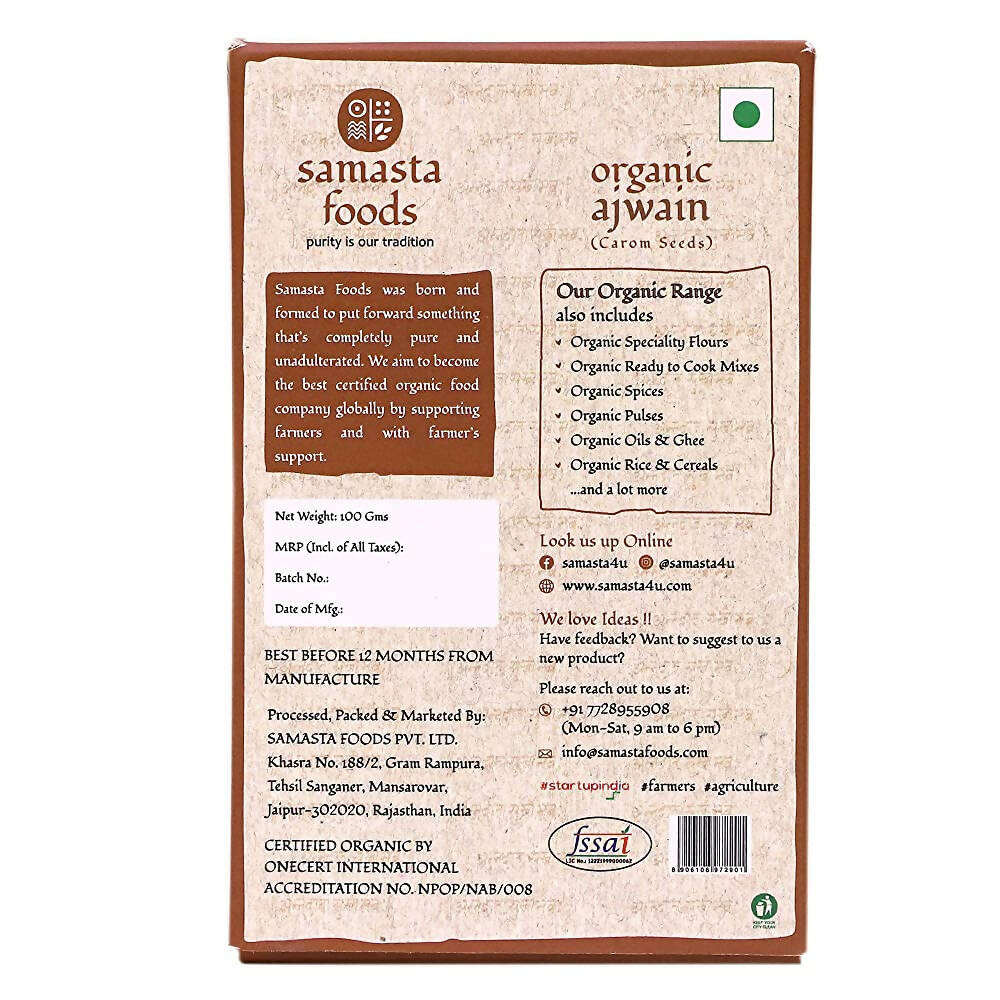 Samasta Foods Organic Ajwain (Carom Seeds) - Distacart