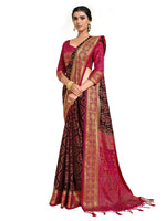 Thumbnail for Mimosa Women's Kanjivaram Art Silk Burgundy Saree - Distacart