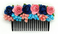 Thumbnail for Blue & peach Flower Hair Comb