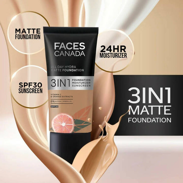 Faces Canada All Day Hydra Matte Foundation-Rose Ivory 011 - Distacart