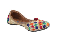 Thumbnail for Tiny Bugs Girls Ethnic Floral Embroidered Juttis - Multi - Distacart