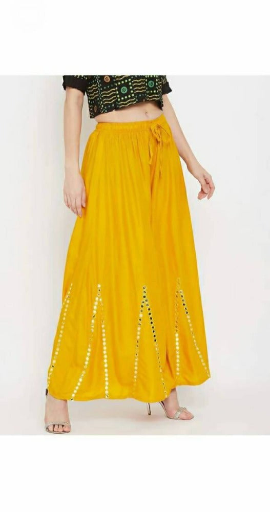 Mominos Fashion Yellow Mirror Work Palazzo