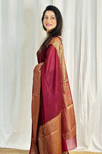 Thumbnail for DEIANA'S Beautiful Golden Jari with New Design Soft Lichi Silk Saree - Maroon - Distacart