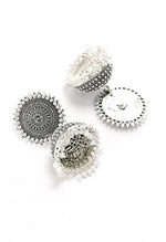 Thumbnail for Mominos Fashion Johar Kamal Silver Color Jhumkas With White Pearls Earrings - Distacart