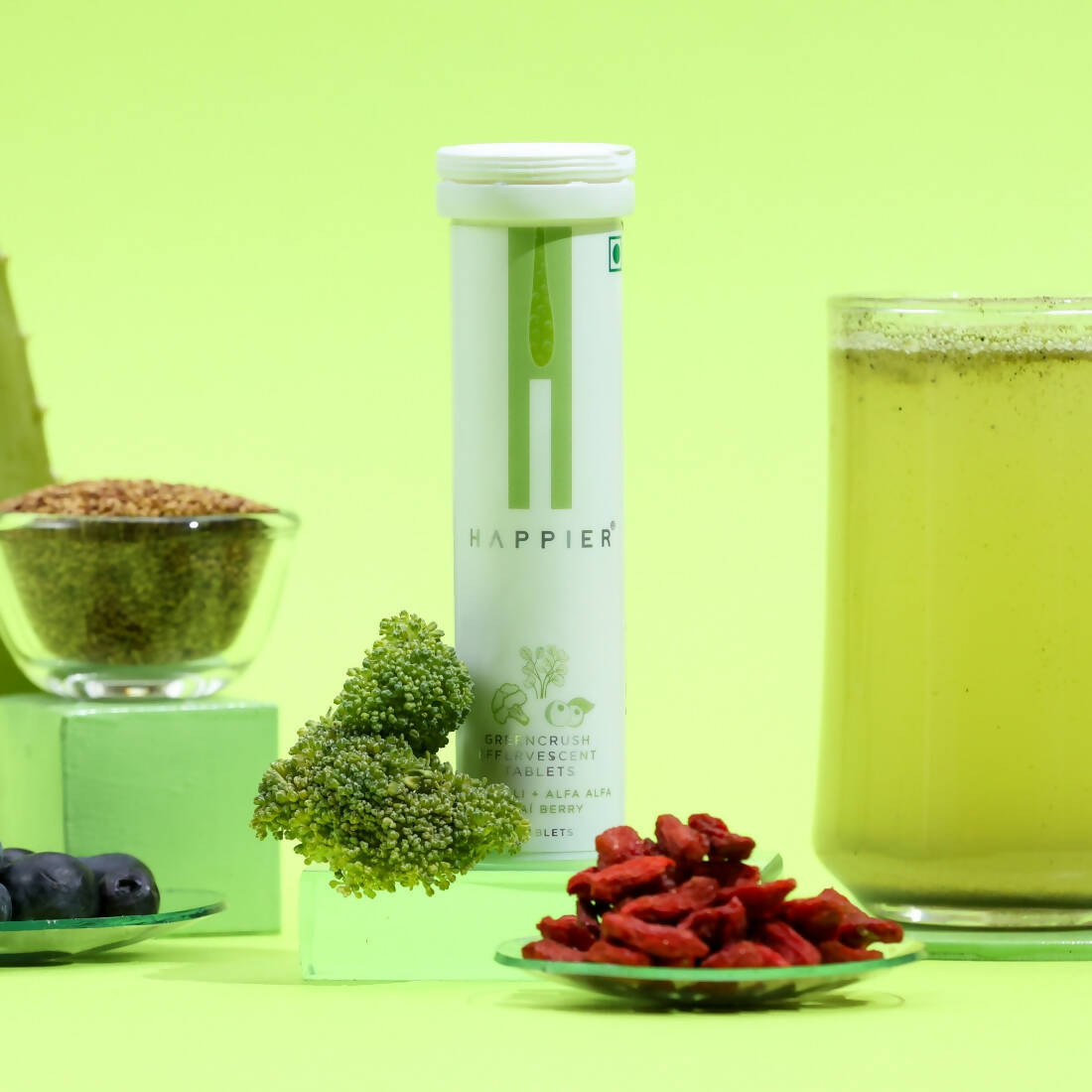 Happier Greencrush Effervescent Tablets - Distacart